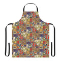 Stylized medieval beasts and animal motifs decorating a high-quality kitchen apron