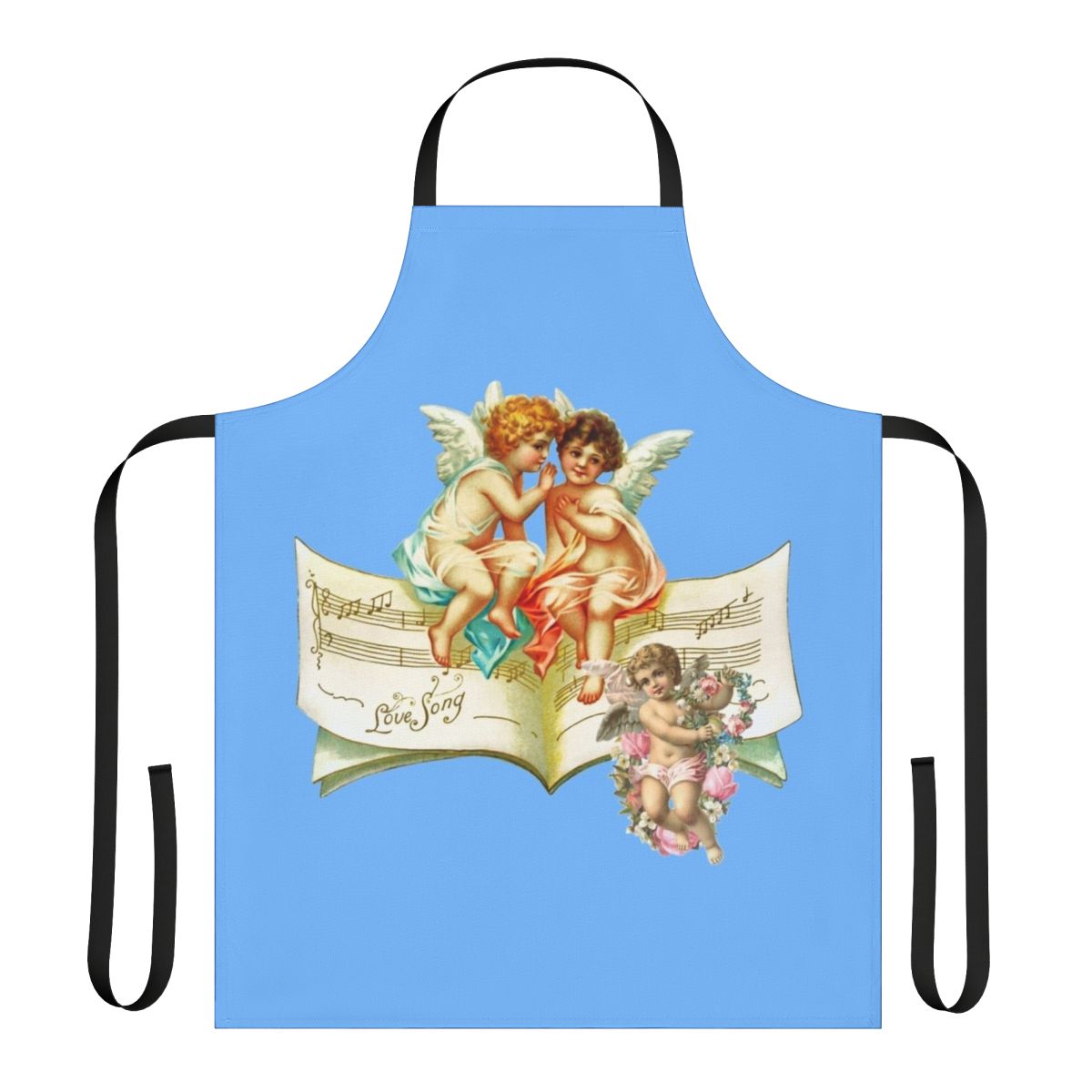 Decorative apron featuring vintage-style music angels and cherubs