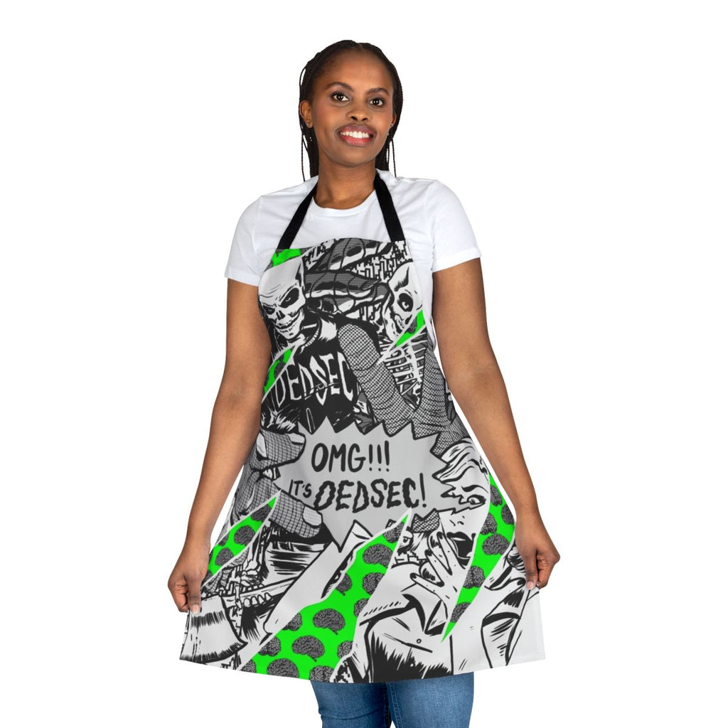 A stylish apron featuring the Dedsec logo and design elements, perfect for video game enthusiasts in the kitchen or workshop.