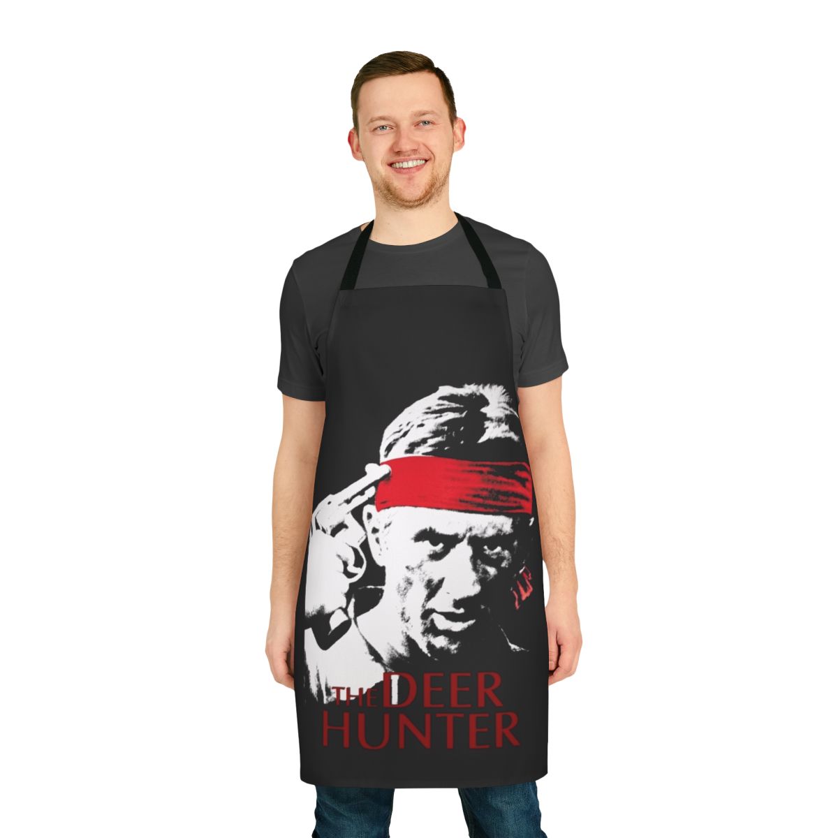 Deer Hunter 1978 inspired apron with forest and hunting imagery