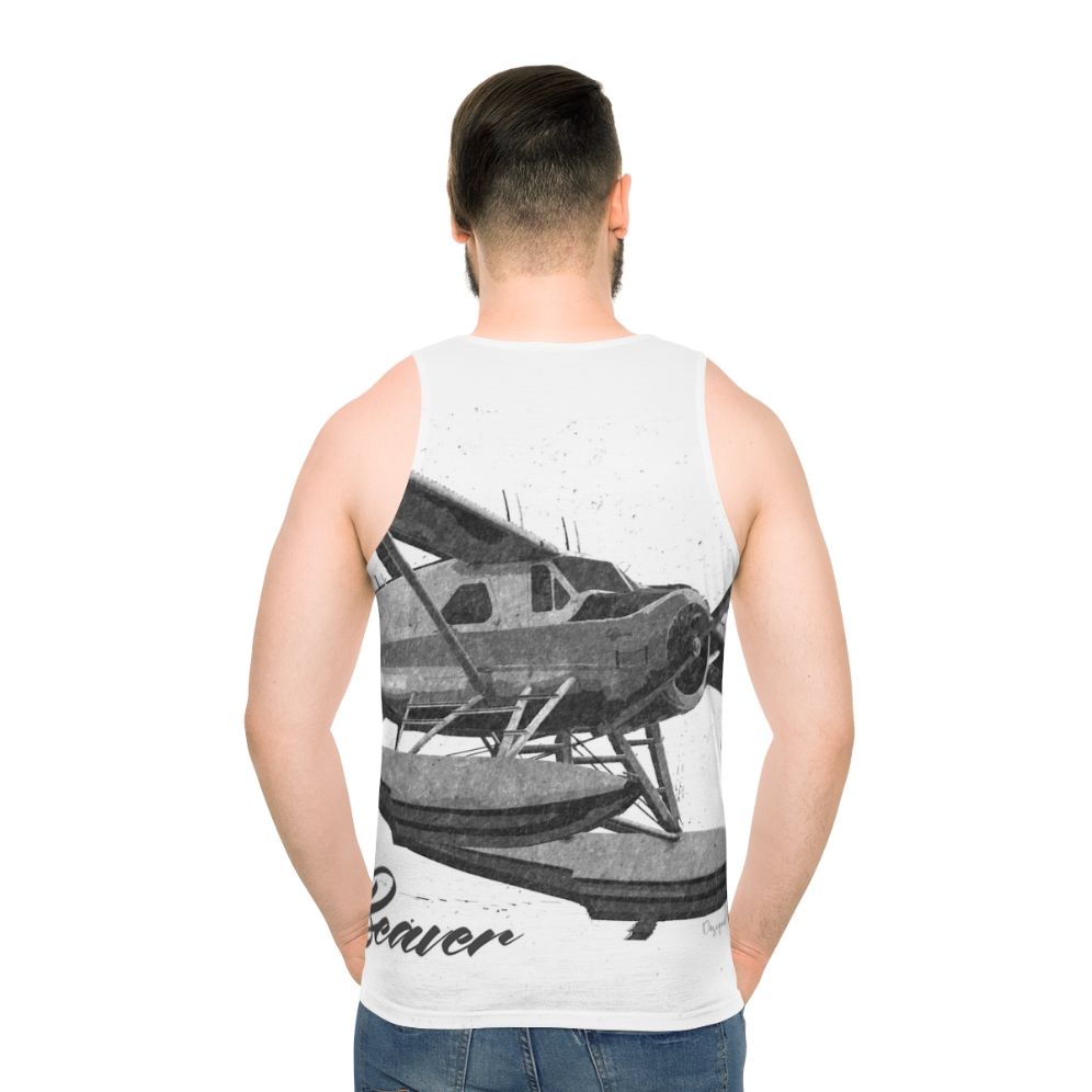 Dehavilland DHC-2 Beaver floatplane sketch on unisex tank top