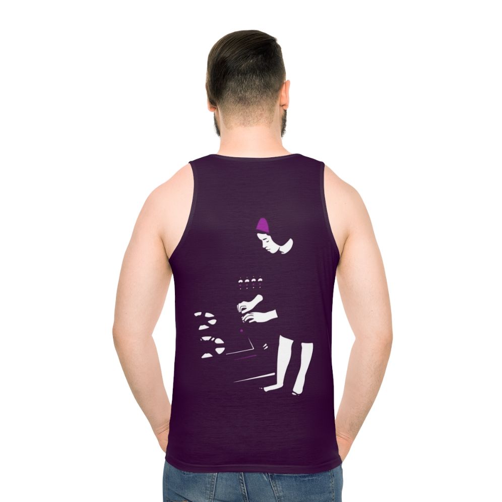 Delia Derbyshire electronic music pioneer portrait on unisex tank top
