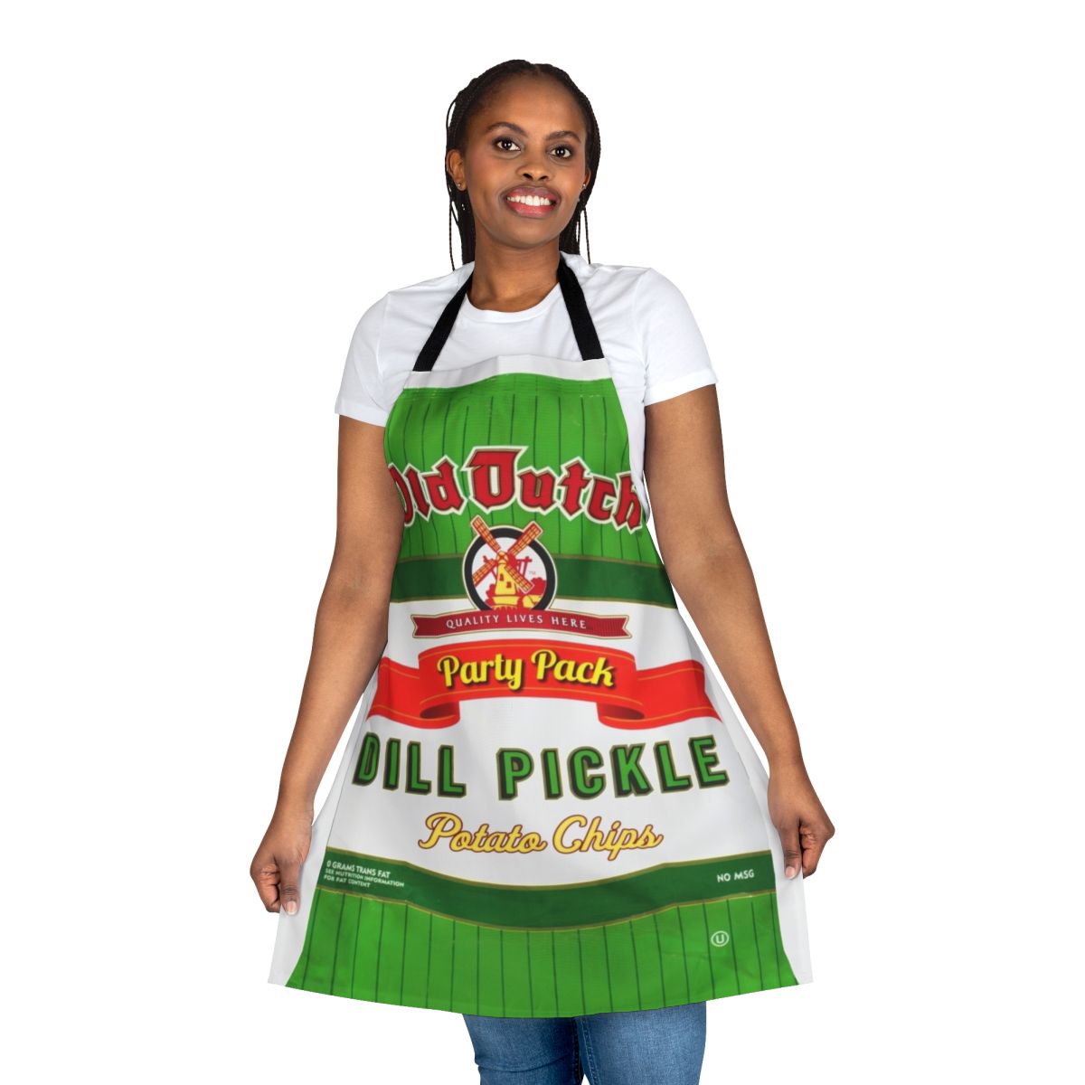 Apron featuring the iconic Old Dutch Dill Pickle Chips design