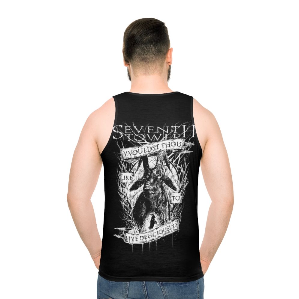 Unisex tank top with deliciously living occult design