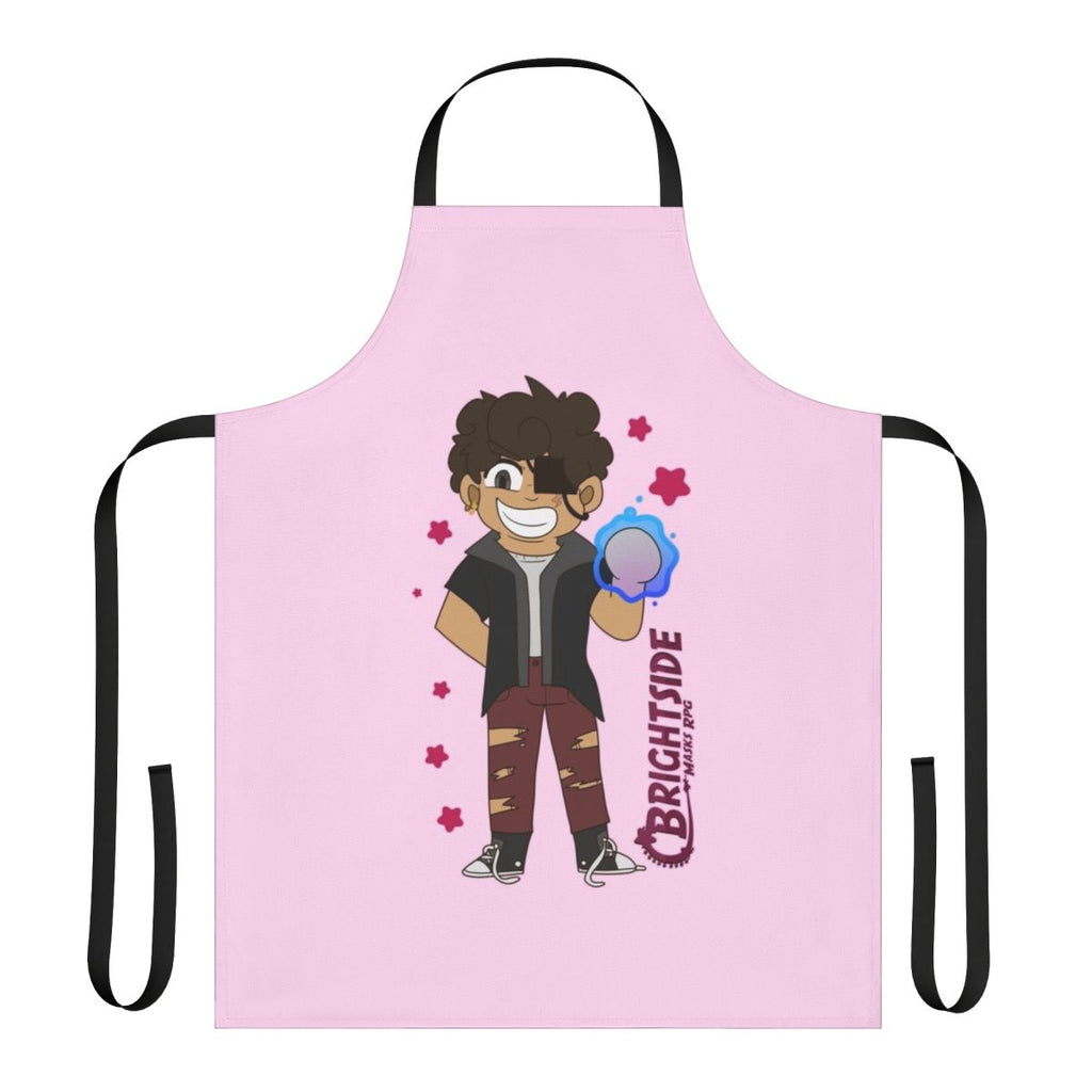 Adorable chibi-style apron featuring superhero and villain designs