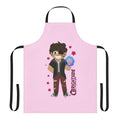 Adorable chibi-style apron featuring superhero and villain designs