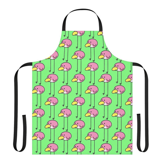 A stylish and whimsical apron featuring a flock of huebirds, inspired by the popular Nintendo game Rhythm Heaven.