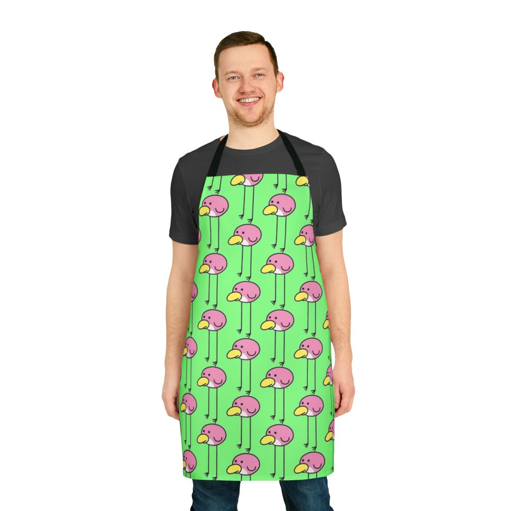 A stylish and whimsical apron featuring a flock of huebirds, inspired by the popular Nintendo game Rhythm Heaven.