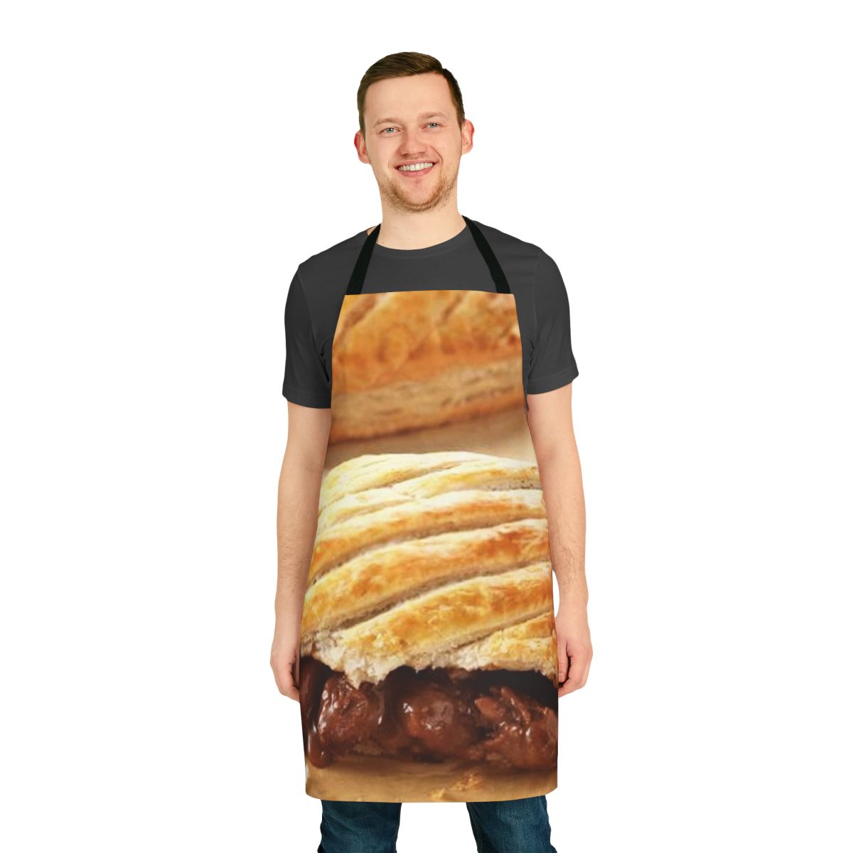 Greggs-inspired steak bake apron with a humorous design