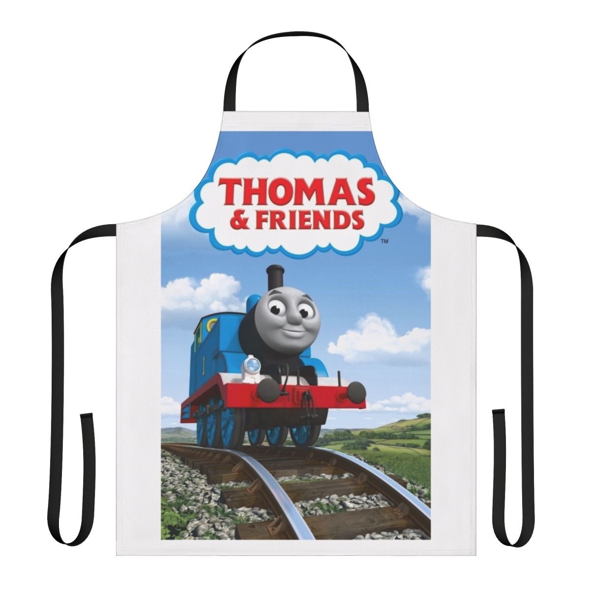 Colorful apron featuring Thomas the Tank Engine and friends for children