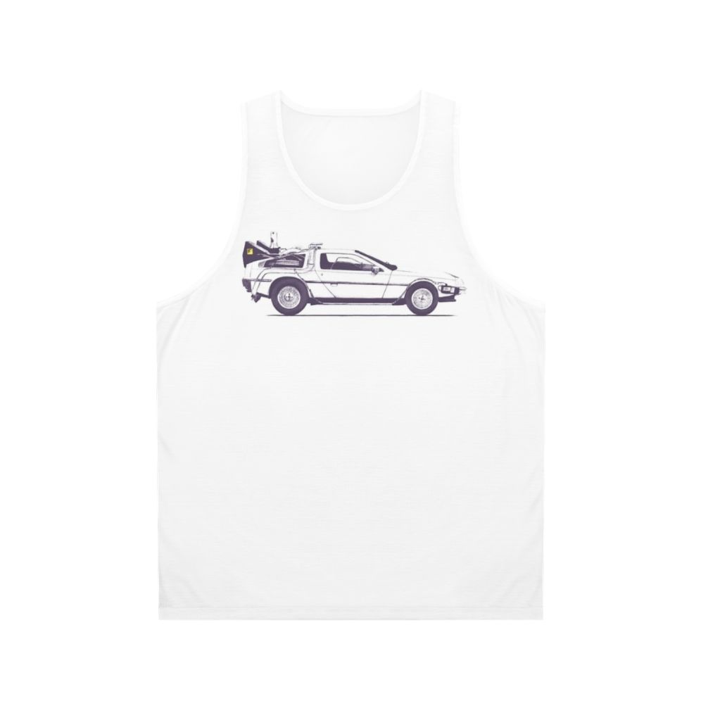 Delorean unisex tank top with retro movie design