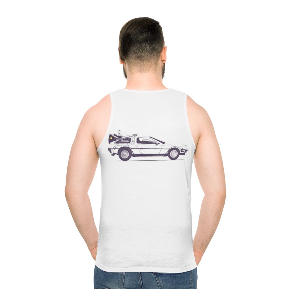 Delorean unisex tank top with retro movie design