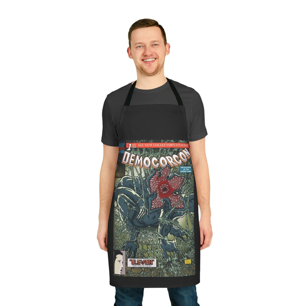 An apron featuring the Demogorgon from Stranger Things, a pop culture horror icon.