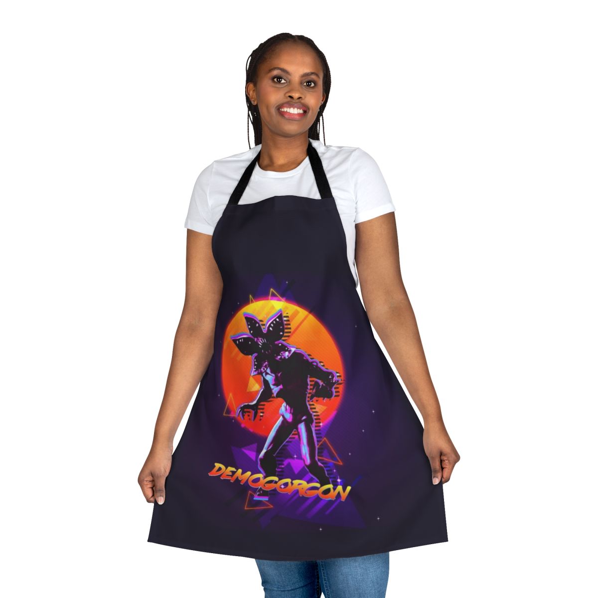 Demogorgon-themed apron with the iconic creature from the Netflix series Stranger Things
