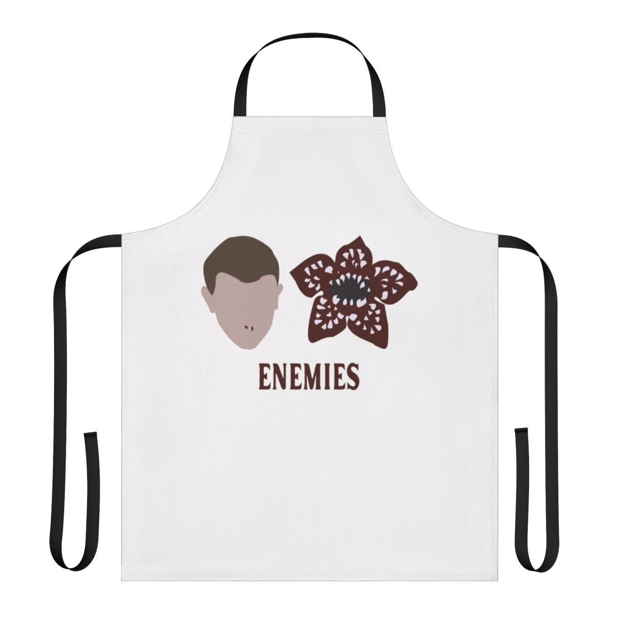 Demogorgon-inspired apron featuring Stranger Things characters and imagery