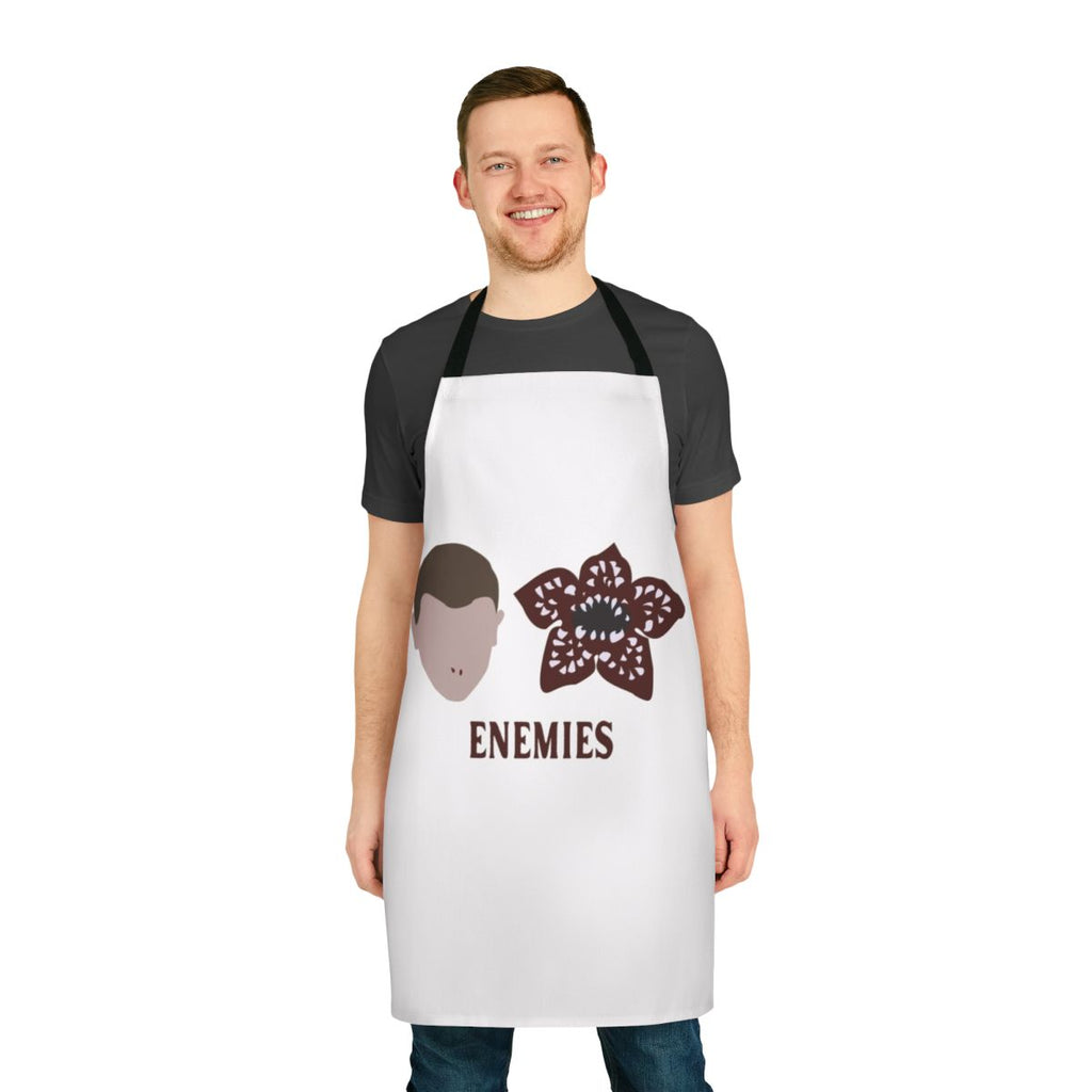 Demogorgon-inspired apron featuring Stranger Things characters and imagery