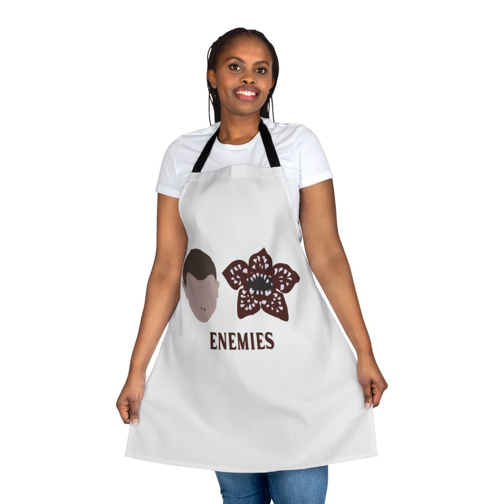 Demogorgon-inspired apron featuring Stranger Things characters and imagery