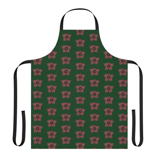 Stranger Things themed apron with a Demogorgon monster pattern design