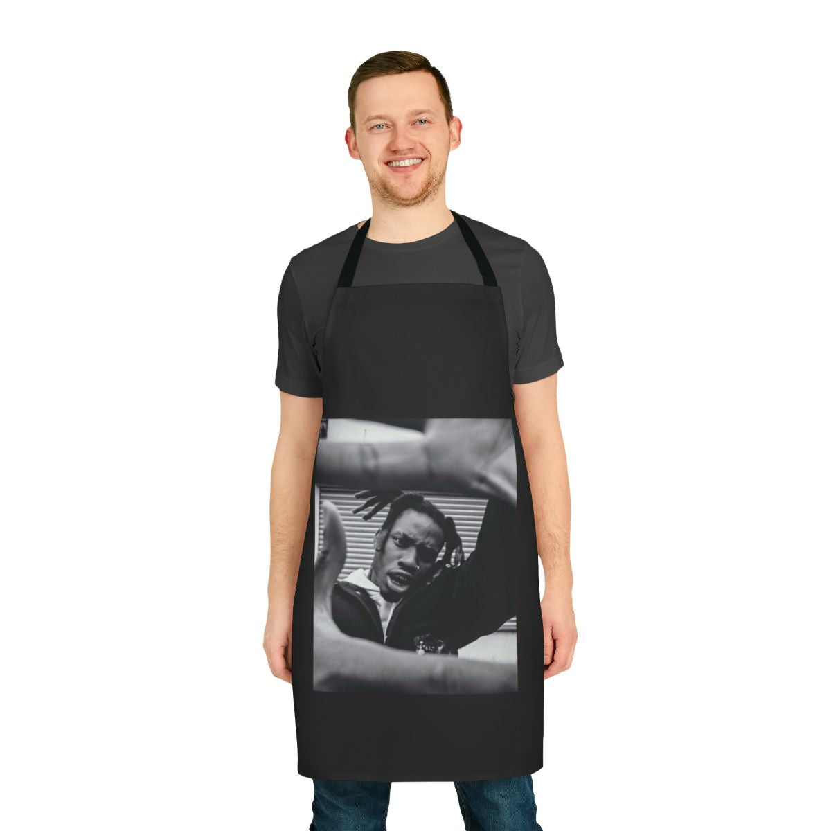 Denzel Curry inspired apron featuring the rapper's distinctive style