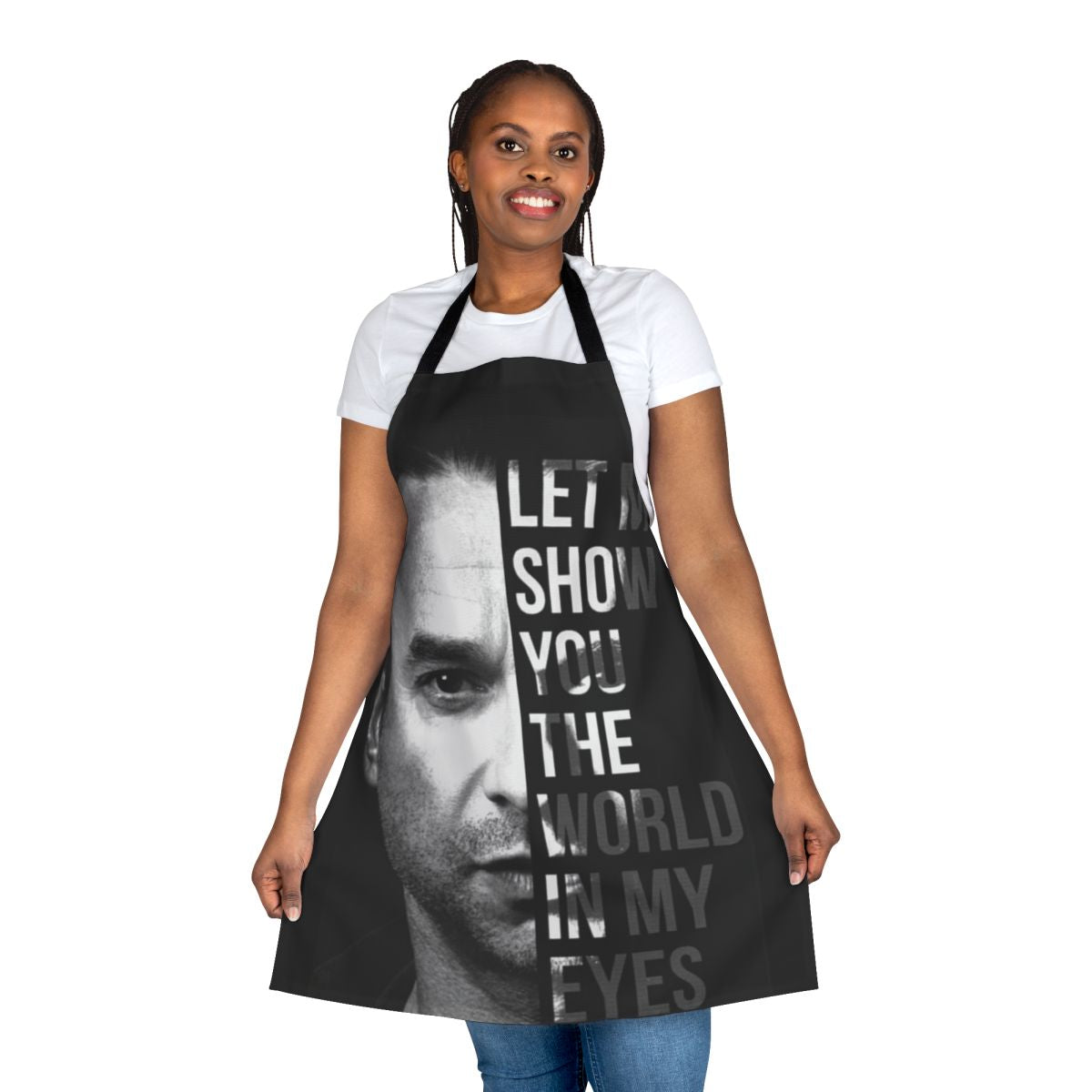 Depeche Mode inspired apron with a stylized design featuring the band's logo