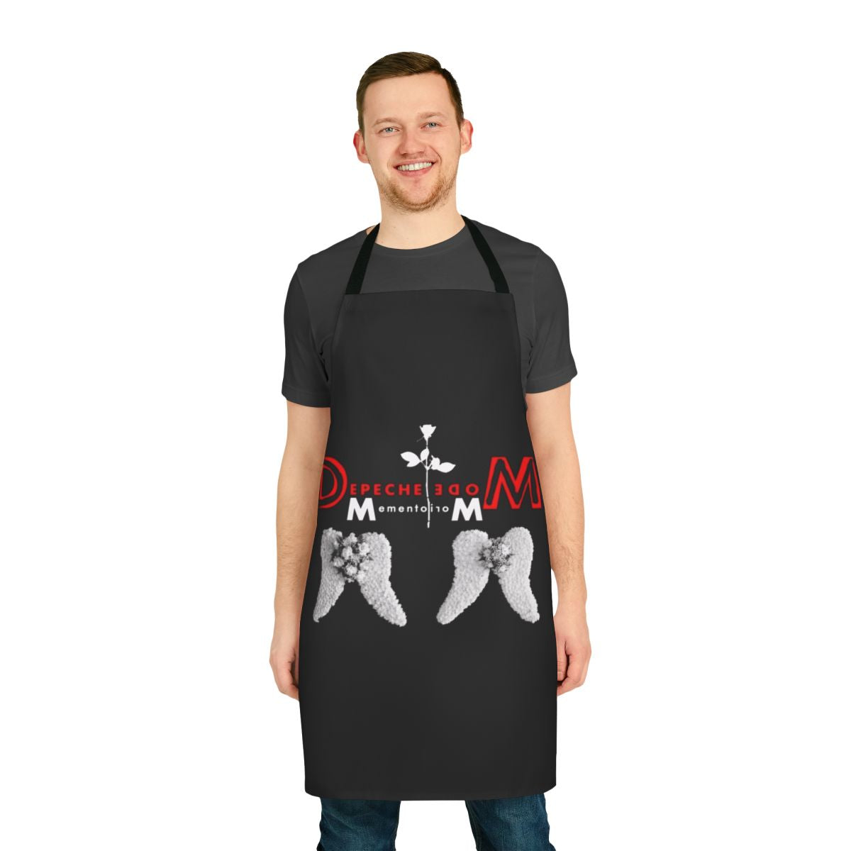 Depeche Mode themed apron with psychedelic and glitch art design