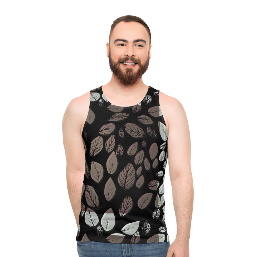 Desaturated leaves unisex tank top