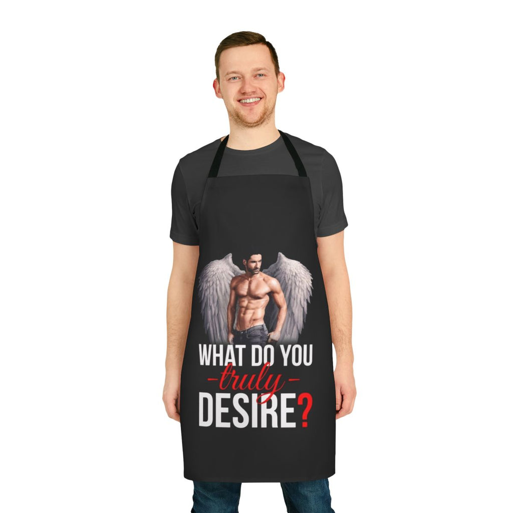 Stylish apron featuring a dark and mysterious fallen angel design.