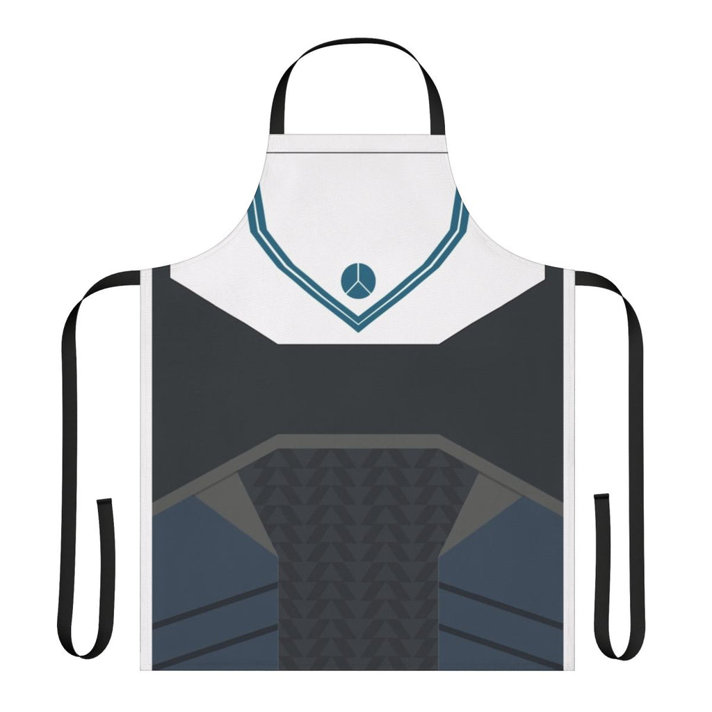 Destiny-inspired armour design on a high-quality cooking or craft apron