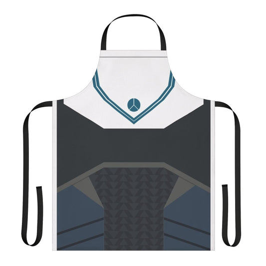 Destiny-inspired armour design on a high-quality cooking or craft apron