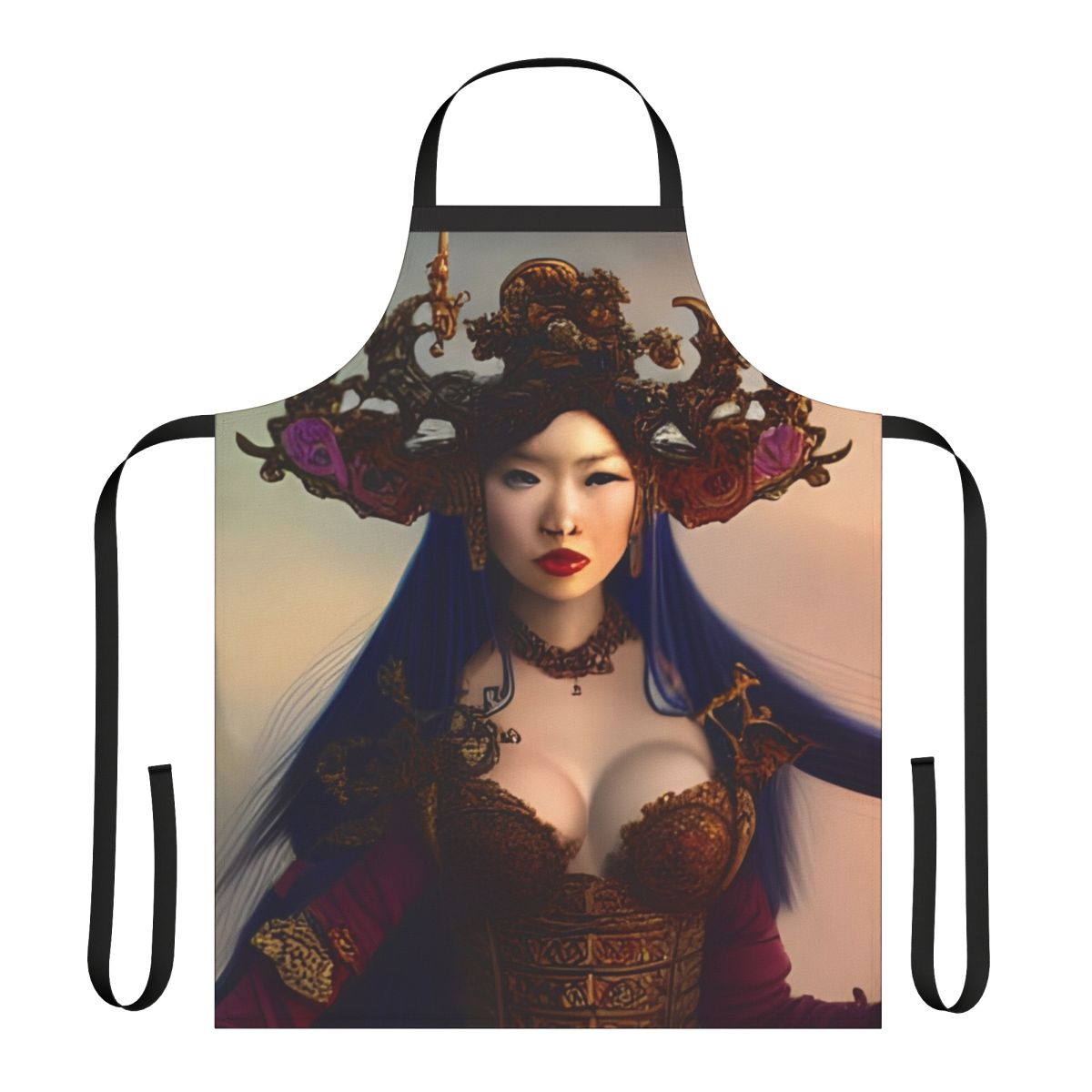 Stylized portrait of Zheng Yi Sao, the renowned 19th century Chinese pirate queen, featured on a high-quality apron.