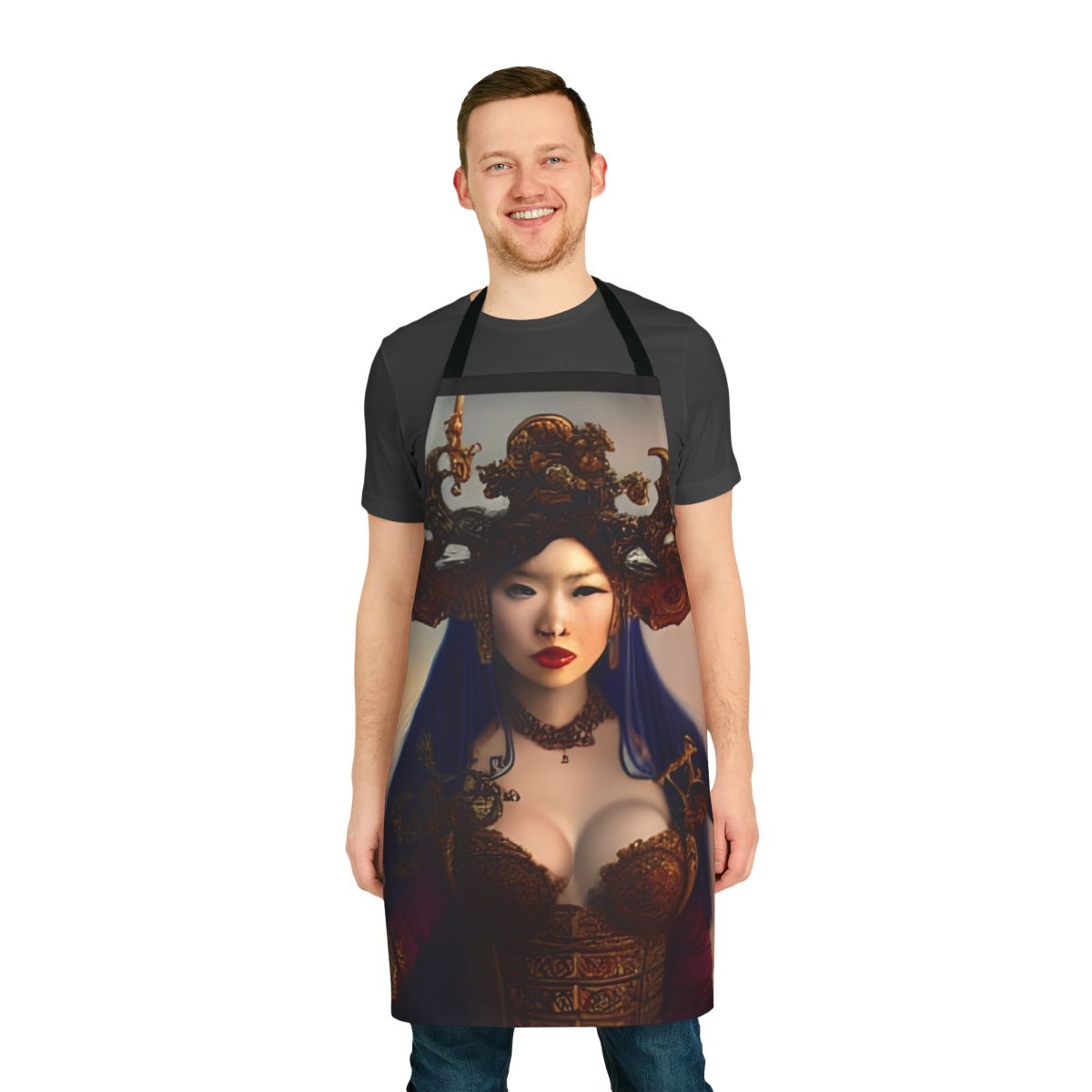 Stylized portrait of Zheng Yi Sao, the renowned 19th century Chinese pirate queen, featured on a high-quality apron.