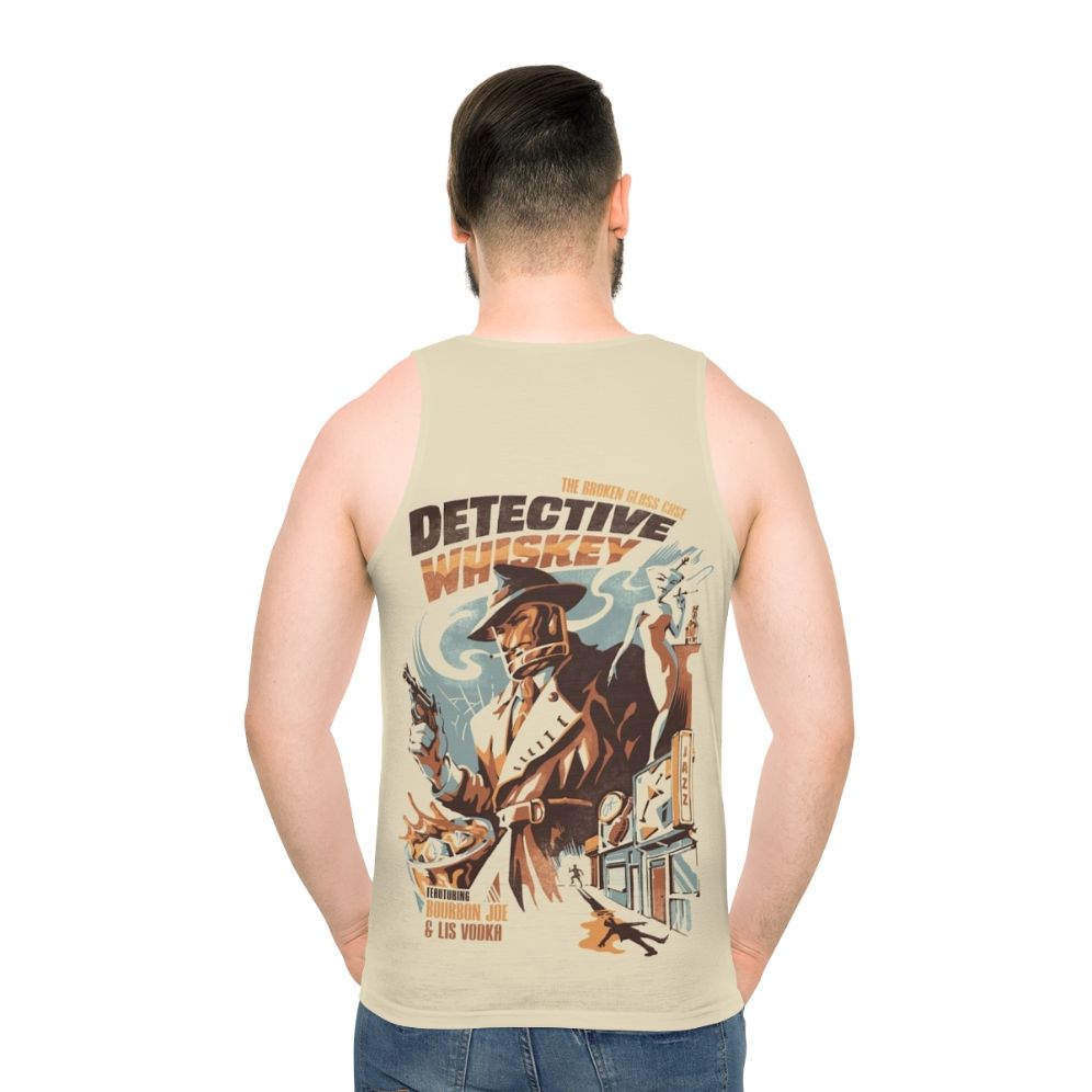 Unisex tank top with detective and whiskey design
