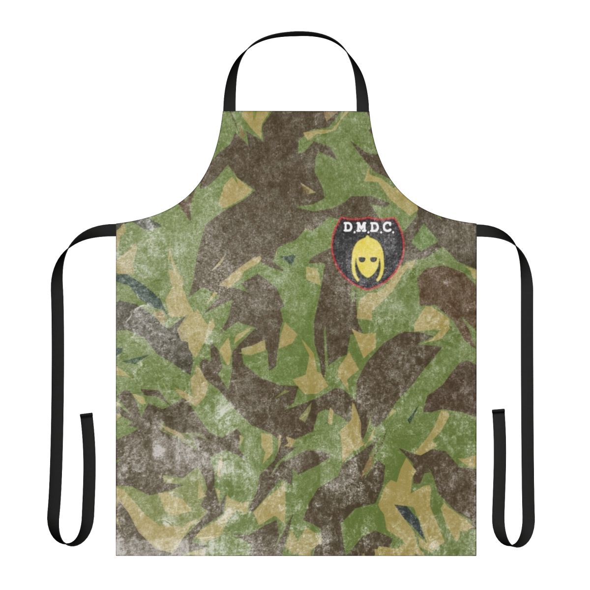 Detectorist-inspired distressed apron with DMDC club logos and metal detecting theme