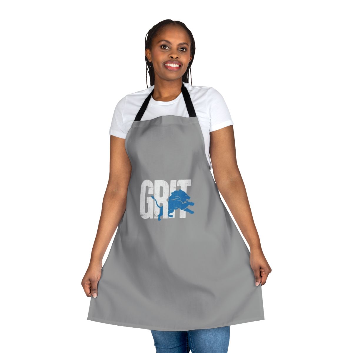 Detroit Sports Enthusiast Apron featuring football, quarterback, and grit designs