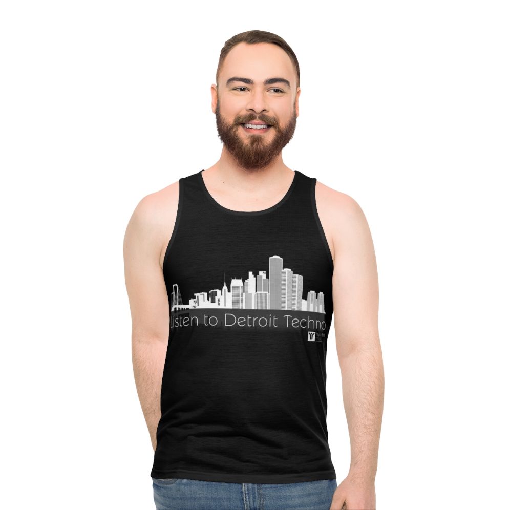 Unisex tank top featuring Detroit techno music design