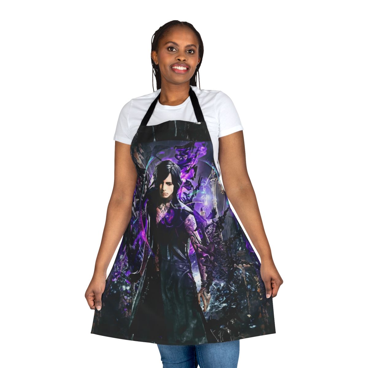 Devil May Cry inspired gamer apron with characters Dante, Nero, and Vergil
