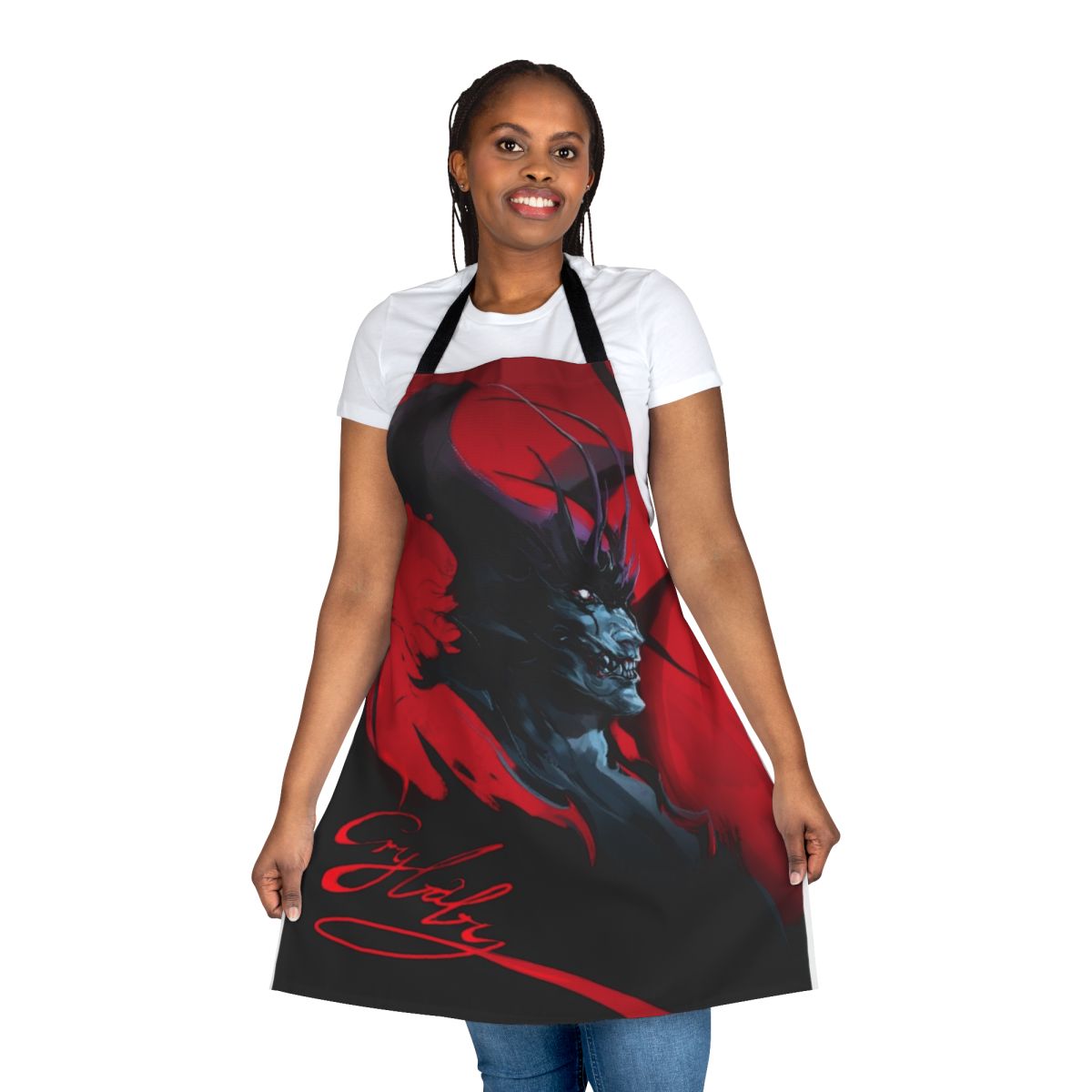 Devilman-themed apron featuring a demonic design for anime enthusiasts
