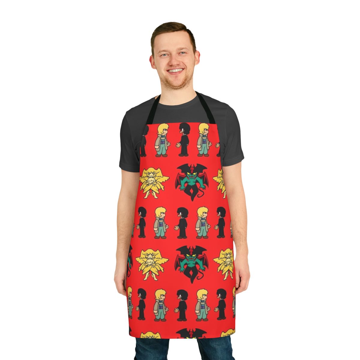 Devilman-themed apron with bold graphics and design