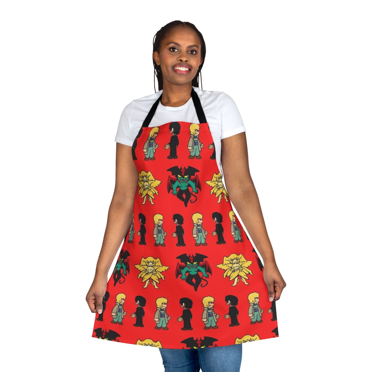 Devilman-themed apron with bold graphics and design