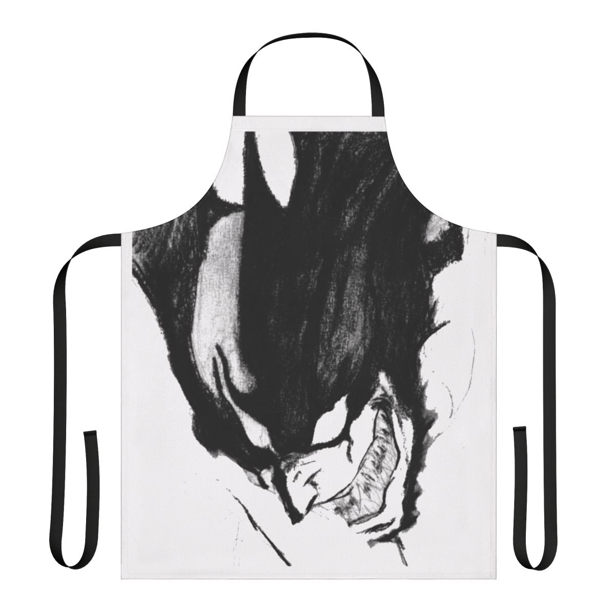Devilman inspired black and white apron with superhero design