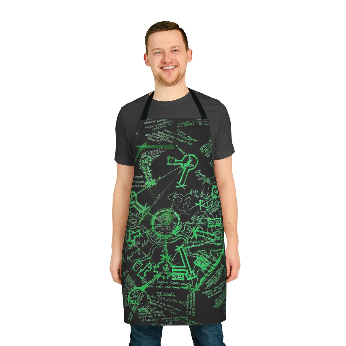Dharma Stations inspired apron with blast door map and Lost TV show references