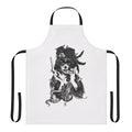 Dia de los Muertos inspired sugar skull design on a black apron