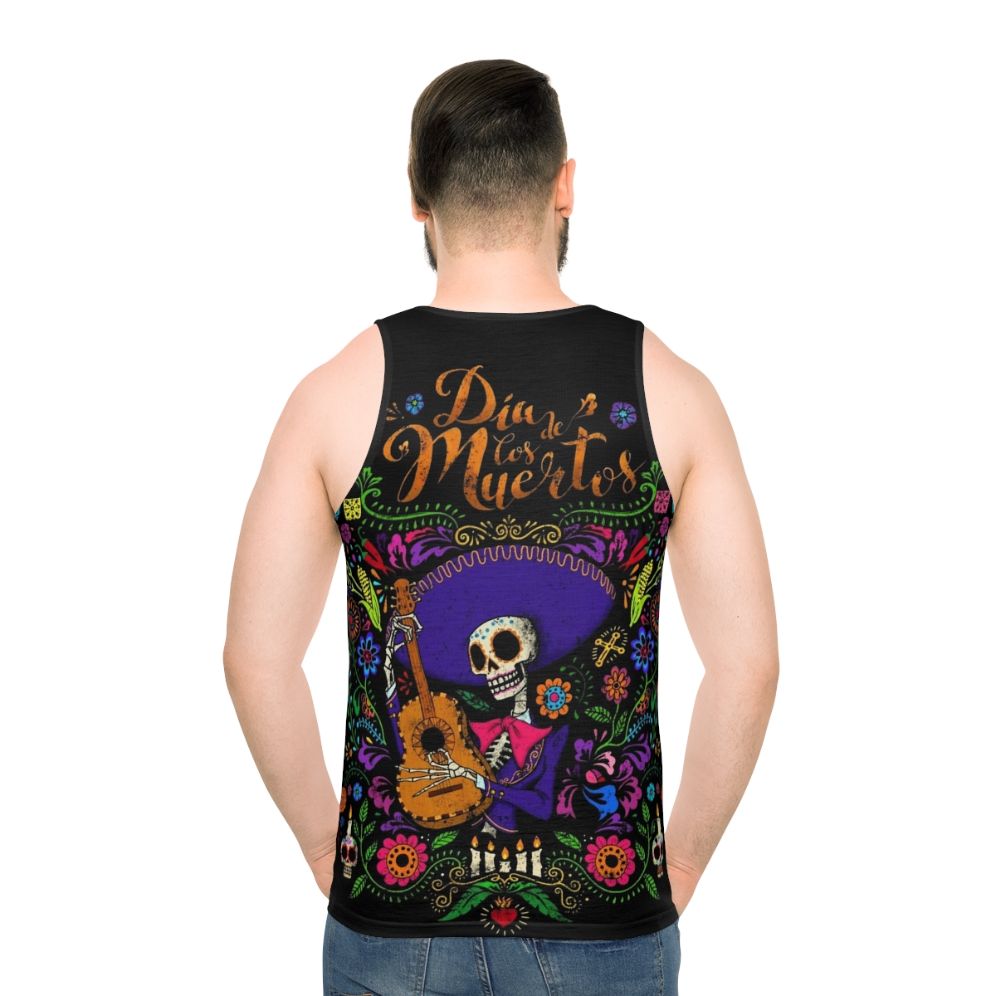 Dia de los muertos tank top with skeleton and sugar skull design