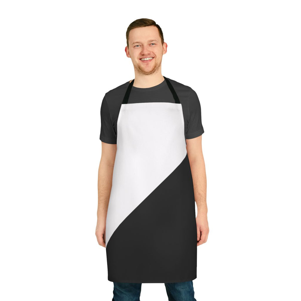 Diagonal black and white geometric pattern apron for cooking and baking