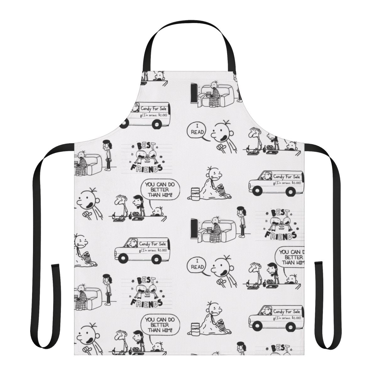 Diary of a Wimpy Kid themed apron with characters from the book series