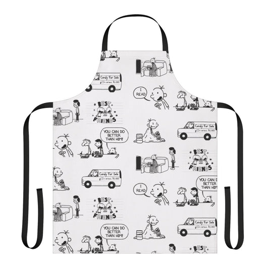 Diary of a Wimpy Kid themed apron with characters from the book series