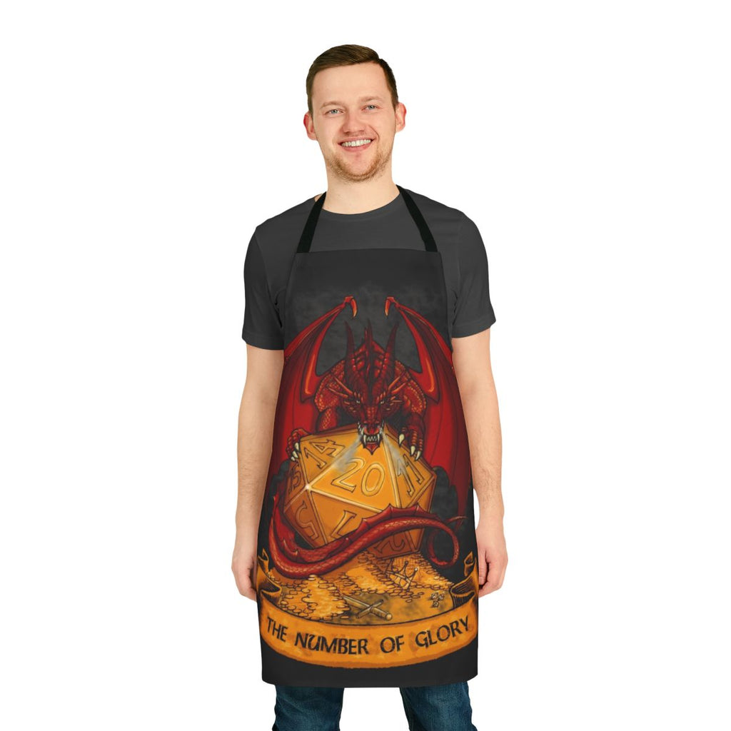 Apron with dice and fantasy gaming graphics