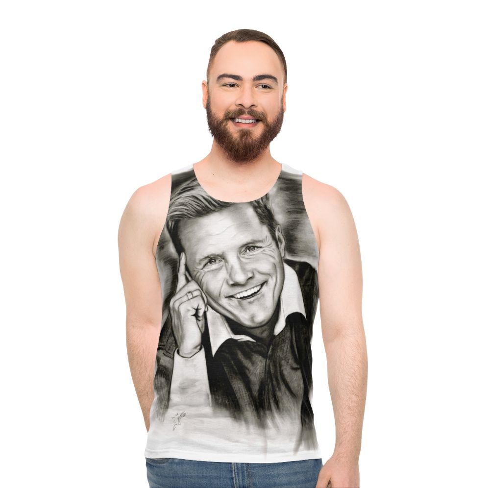 Dieter Bohlen black and white charcoal portrait unisex tank top