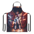 Stylish digital art apron featuring a mecha pilot girl in a futuristic, cyberpunk-inspired Japanese aesthetic.