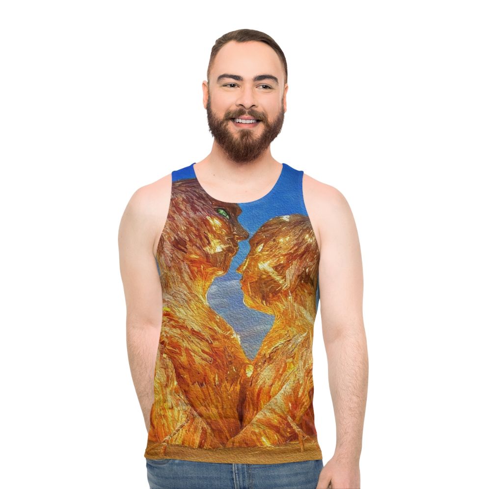 Burning Man inspired digital art unisex tank top
